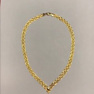 8 MM WIDE 14 KARAT GOLD WOVEN NECKLACE W/ HEART